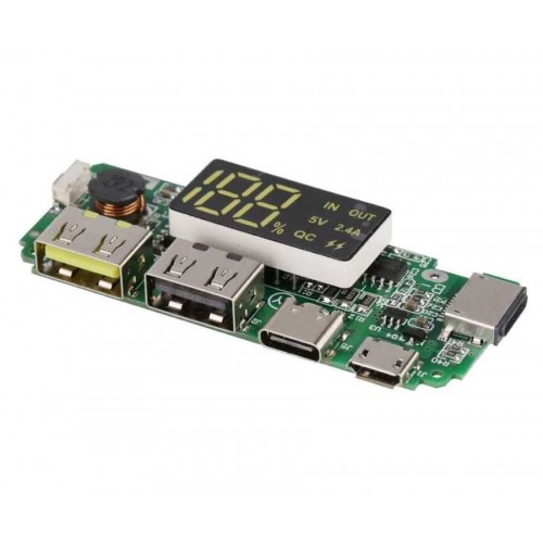 Çift USB 5V 2.4A Ledli Micro Type-C Powerbank Modülü Çift USB 5V 2.4A Ledli Micro Type-C Powerbank Modülü