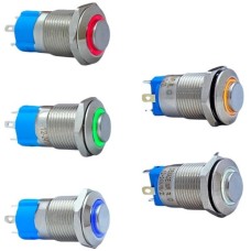 12MM KALICILI LEDLİ METAL BUTON - 1NO - IP67