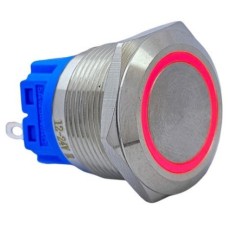 E69 22MM METAL BUTON YAYLI 12-24V KIRMIZI LED 1NO/1NC