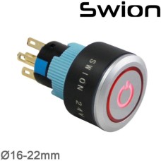 SWY-11T 22mm LEDLİ Plastik Yaylı Buton 1NO/1NC 5P (simge)